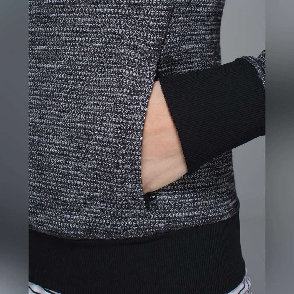 Lululemon Be Present Jacket in Coco Pique Black Heathered Full Zip Sweater Sz 12 - Picture 4 of 16